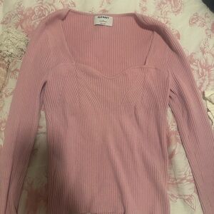 bubblegum pink ribbed long sleeve